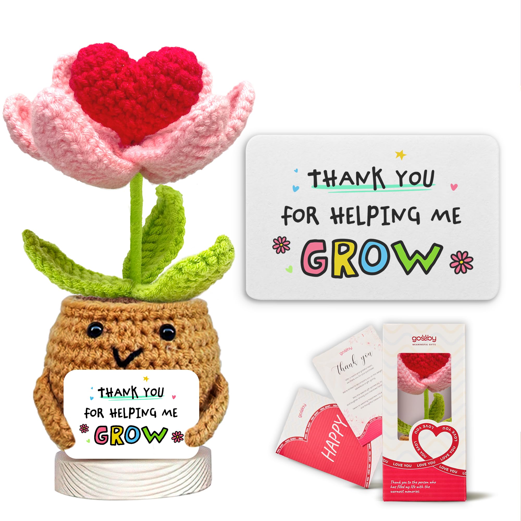 Amazon.com: Gossby Positive Heart Flower Crochet Pot with 'Thank